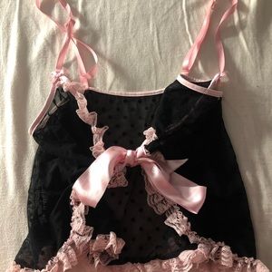 Pink Lace Polka Dot Lingerie Top
